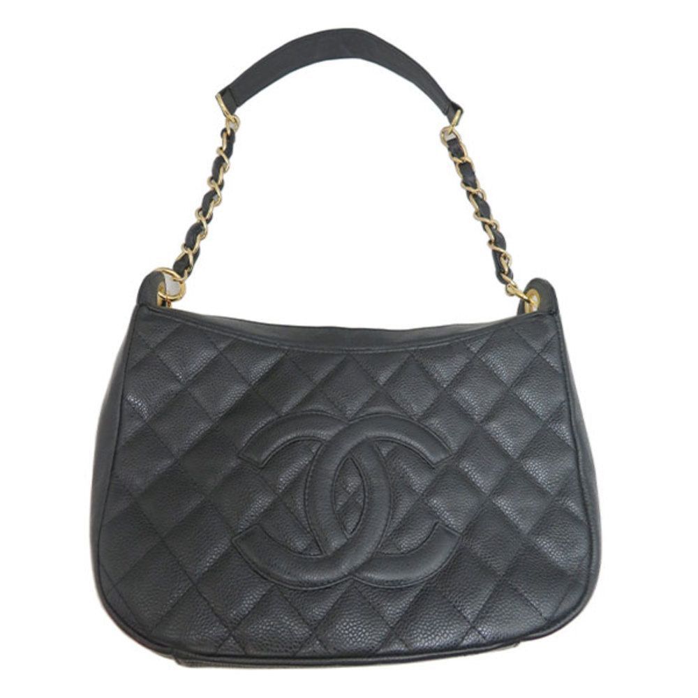 Chanel Caviar Gold Chain Rank A Tote Bag Coco Mark Black